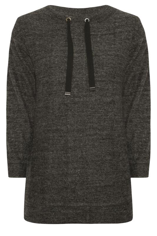 YOURS Plus Size Grey Soft Touch Drawstring Sweatshirt | Yours Clothing 6