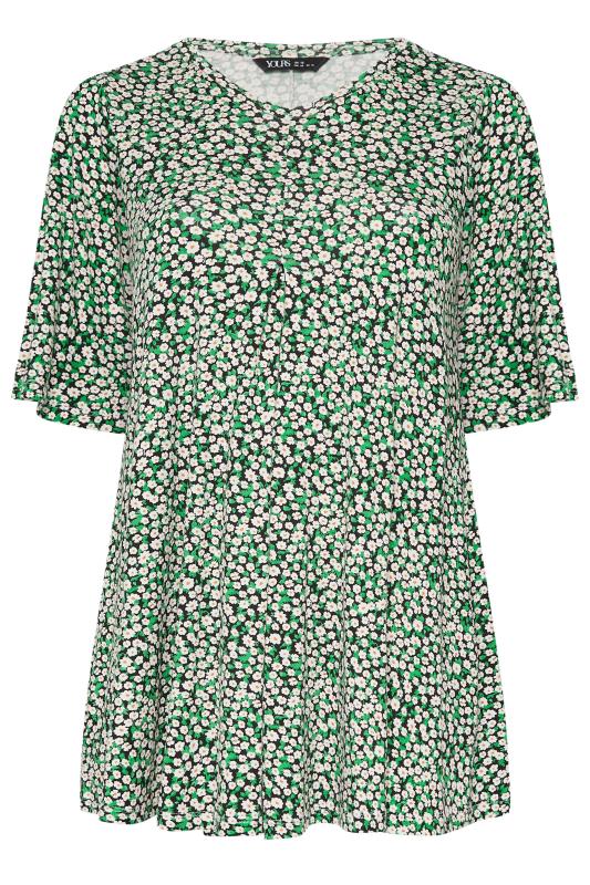 YOURS Curve Plus Size Green Floral Ditsy Print Top | Yours Clothing  5