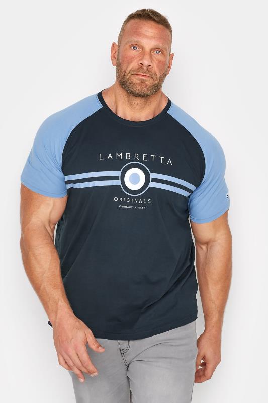 Großen Größen  LAMBRETTA Big & Tall Navy Blue Target Raglan T-Shirt
