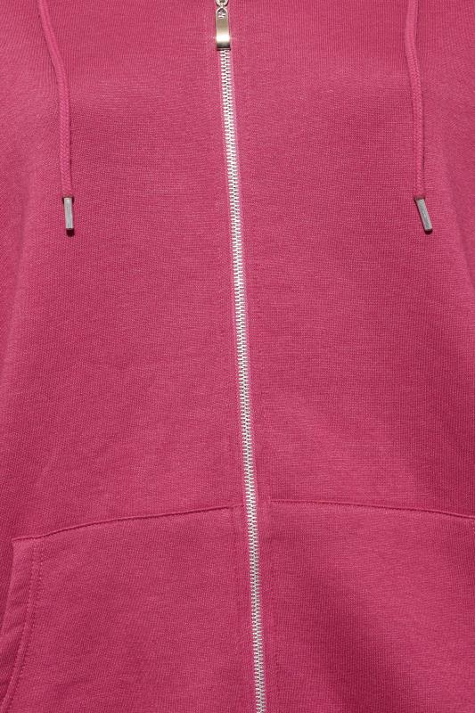 Plus Size Pink Raglan Zip Through Hoodie | Yours Clothing 5