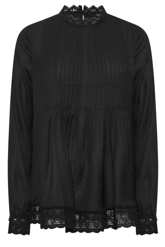 LTS Tall Women's Black Pleated Long Sleeve Pintuck Top | Long Tall Sally 6