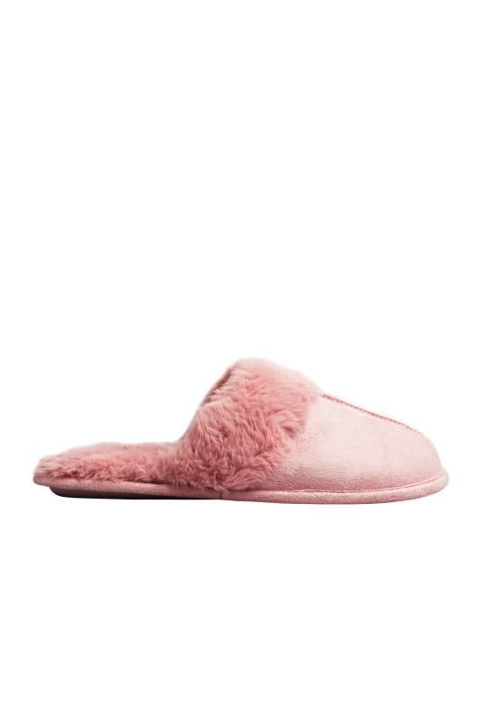 LTS Pink Fur Cuff Mule Slippers In Standard D Fit 8