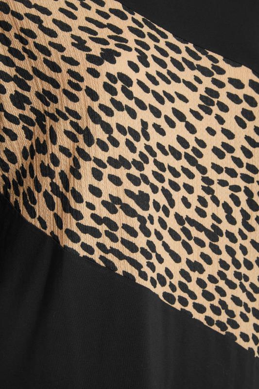 Plus Size Black Leopard Print Colour Block Oversized T-shirt | Yours Clothing  5