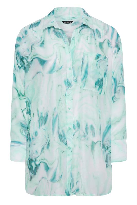 LIMITED COLLECTION Curve Blue & Green Marble Print Oversized Shirt_F.jpg