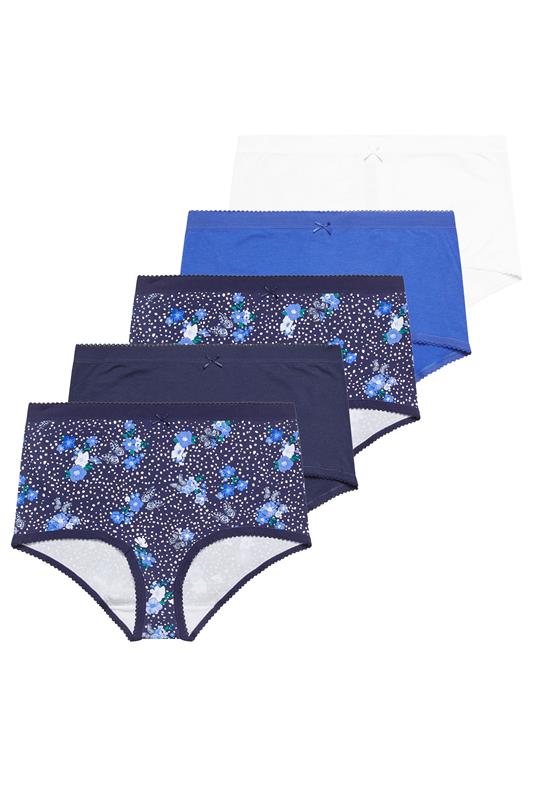 YOURSET 5 PACK Plus Size Blue Floral Butterfly Print Full Briefs | Yours Clothing 6