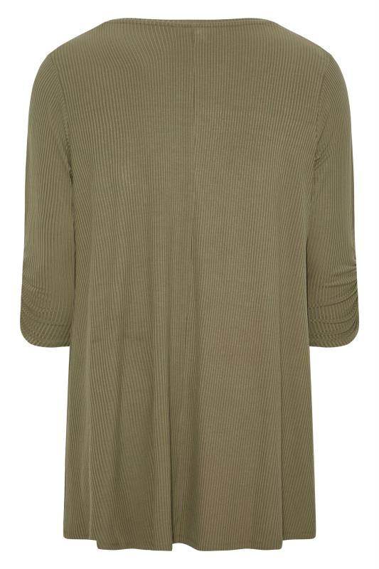 Plus Size Khaki Green Stud Embellished Top | Yours Clothing  7