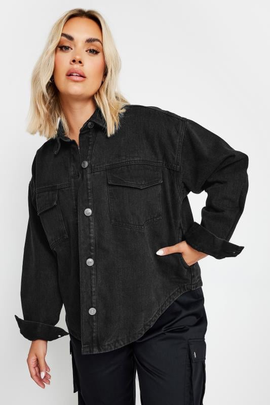 YOURS Plus Size Black Quilted Denim Shacket | Yours Clothing 5