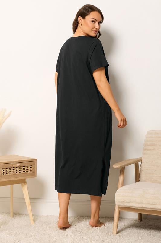 YOURS Plus Size 2 PACK Black 'Sleep Solves Everything'  Floral Midaxi Nightdresses | Yours Clothing 4