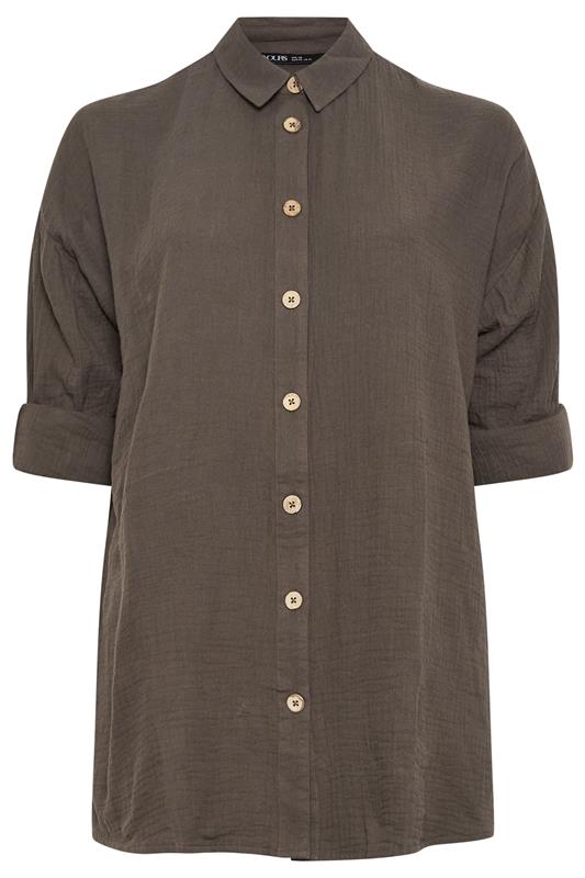 YOURS Plus Size Chocolate Brown Cheesecloth Shirt | Yours Clothing 5