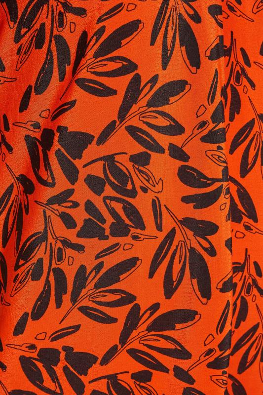 Plus Size Orange Leaf Print Pleat Front V-Neck Top | Yours Clothing 9