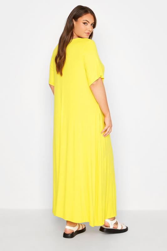 LIMITED COLLECTION Curve Lemon Yellow Pleat Front Maxi Dress 3