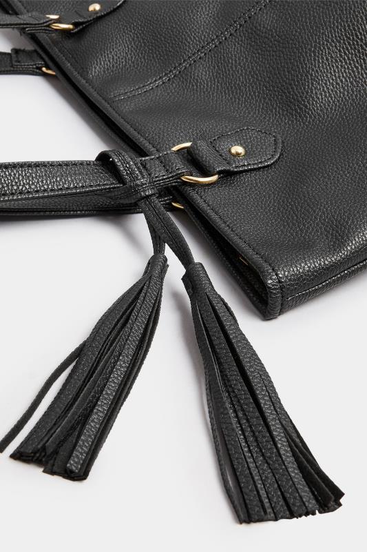 Black Tassel Detail Tote Bag | Yours Clothing 4