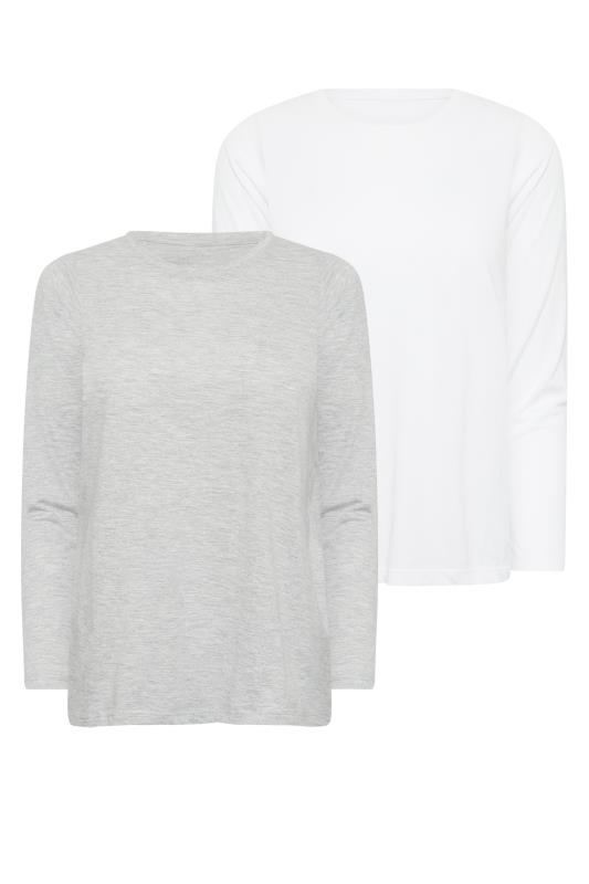 2 PACK Petite Grey & White Marl Long Sleeve T-Shirt | PixieGirl 7
