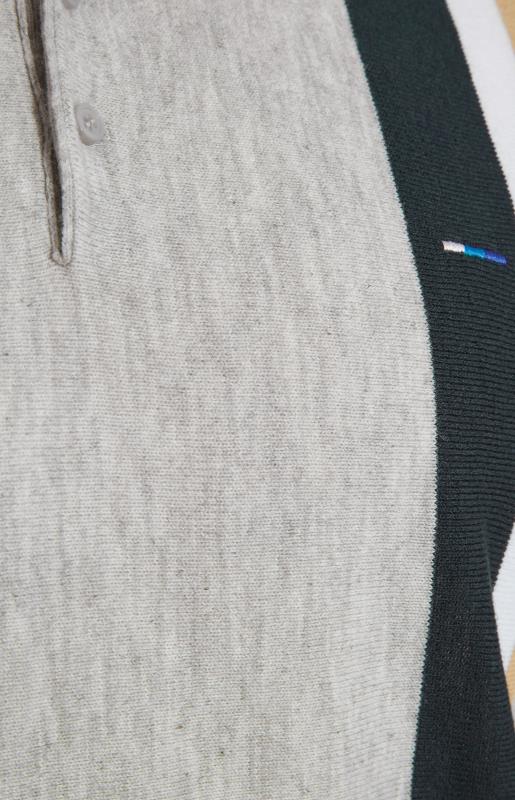 BadRhino Big & Tall Grey Vertical Stripe Knitted Polo Shirt 2