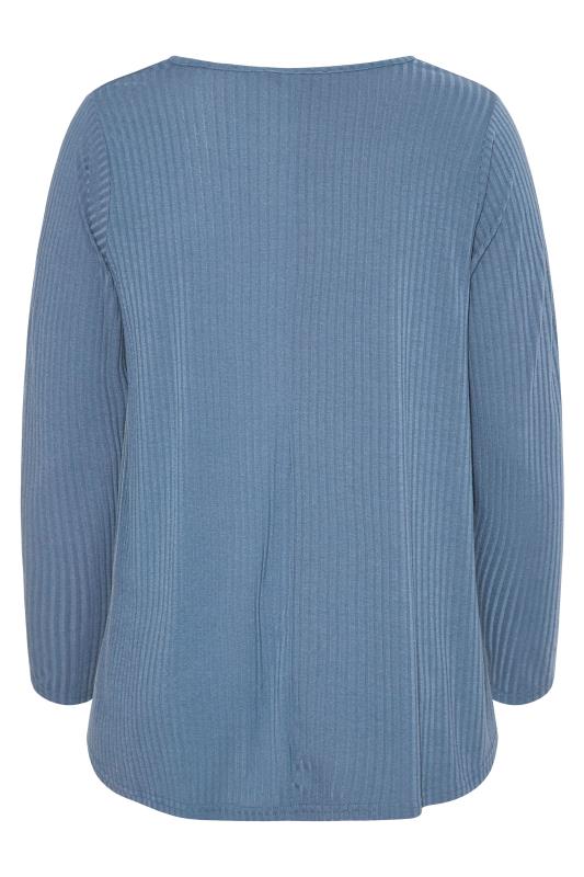LIMITED COLLECTION Blue Long Sleeve Ribbed Top_BK.jpg
