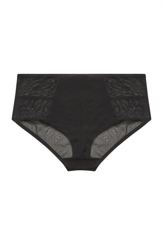 Plus Size Black Mesh Detail High Waisted Full Briefs | Yours Clothing  4
