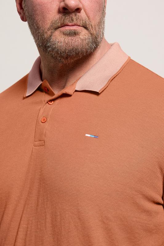 BadRhino Big & Tall Orange Two Tone Waffle Polo Shirt | BadRhino 4