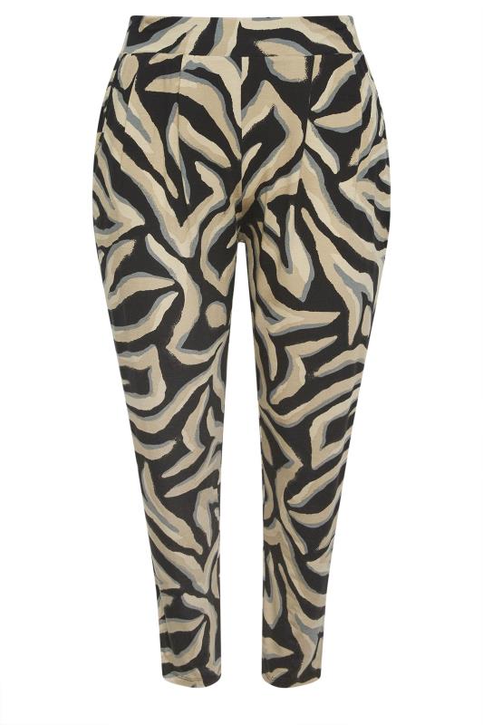 YOURS Plus Size Beige Brown Zebra Print Harem Trousers | Yours Clothing 5