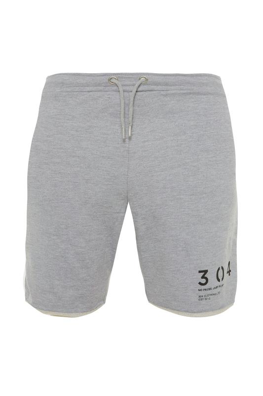 304 CLOTHING Big & Tall Grey Raw Edge Jogger Shorts 3