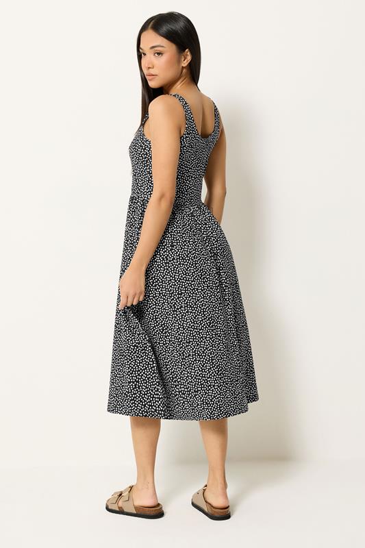 M&Co Petite Black Spot Print Sleeveless Cotton Midi Dress | M&Co 2