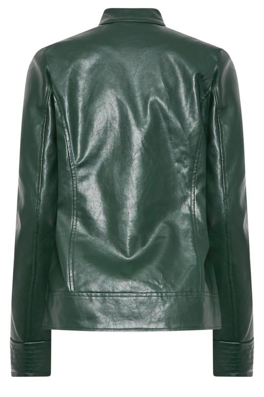 LTS Tall Forest Green Leather Funnel Neck Jacket | Long Tall Sally  8