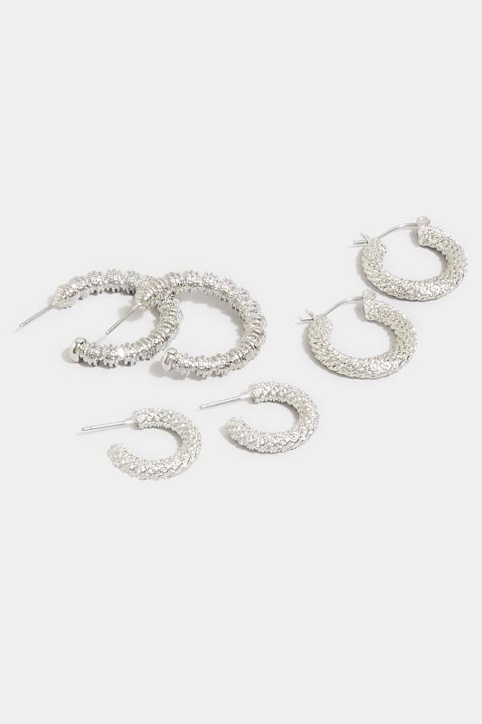 3 Pack Silver Twisted Hoop Set | Yours Clothing 4