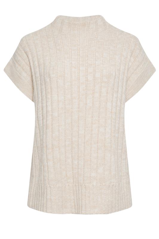 YOURS Plus Size Cream High Neck Ribbed Knit Vest Top | Yours Clothing 5