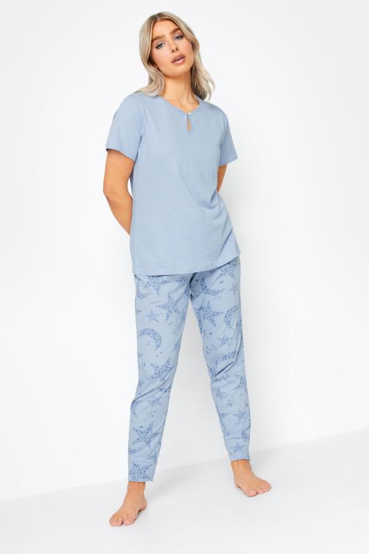 M&Co Blue Cotton Womens Star Print Pyjama Set | M&Co 4