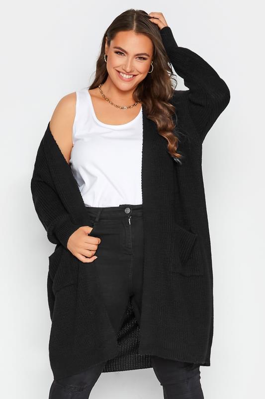  Grande Taille Curve Black Knitted Cardigan