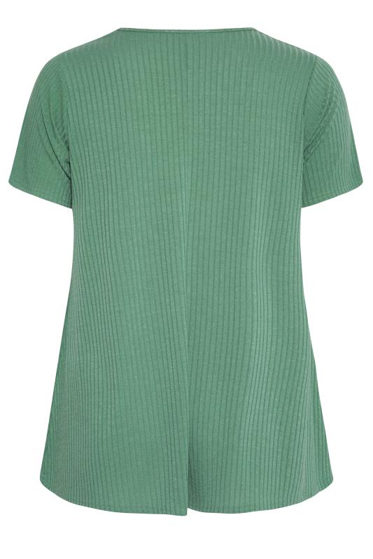LIMITED COLLECTION Green Ribbed Swing T-Shirt_BK.jpg