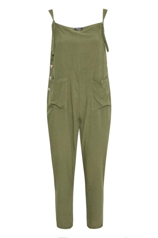 LIMITED COLLECTION Plus Size Curve Khaki Green Pocket Dungarees | Yours Clothing  6