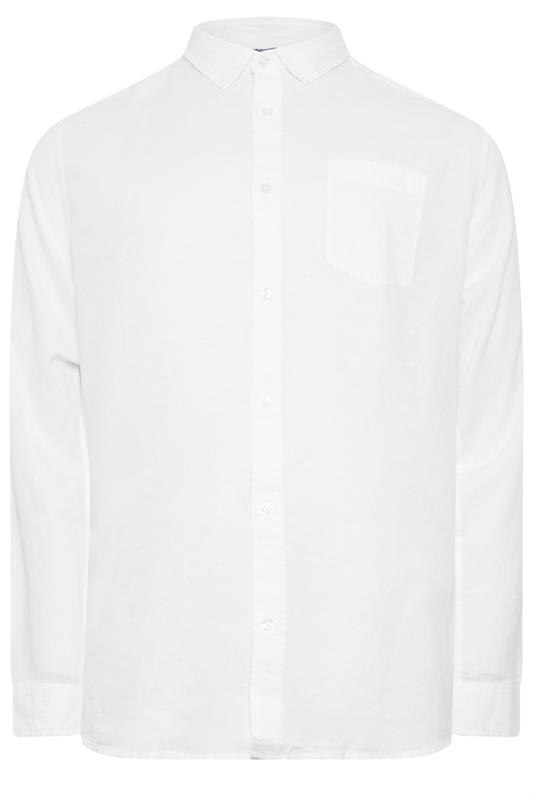 BadRhino Big & Tall White Long Sleeve Linen Blend Shirt | BadRhino 5