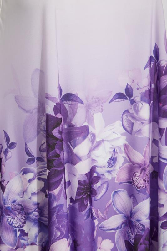 YOURS LONDON Plus Size Purple Floral Hanky Hem Vest Top | Yours Clothing 6