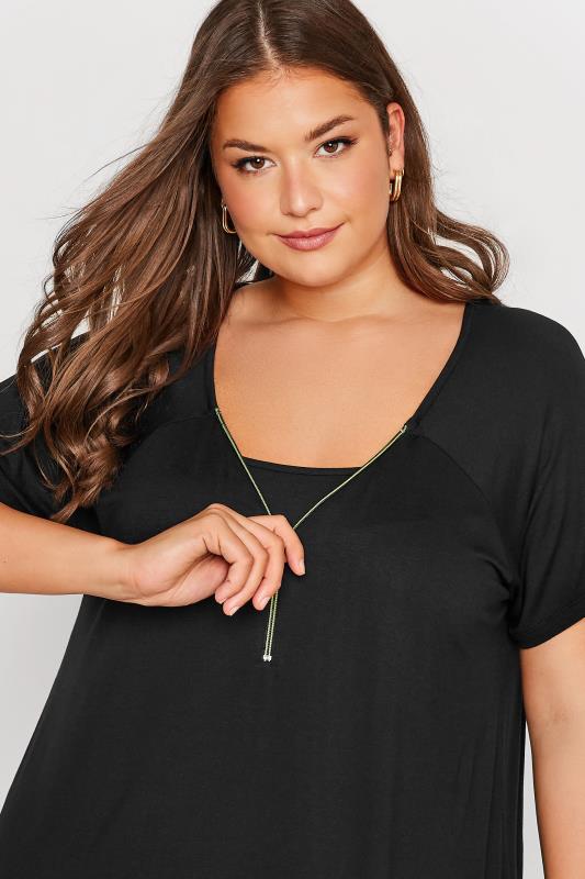 Curve Black Zip Neck T-Shirt | Yours Clothing 4