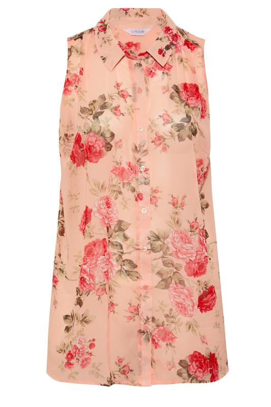 Plus Size Pink Floral Sleeveless Swing Blouse | Yours Clothing 6