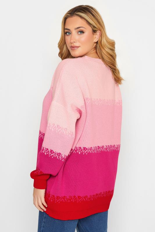 Plus Size Pink Colour Block Jumper | Yours Clothing 3