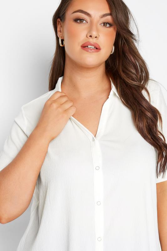 Plus Size Cream Crinkle Button Through Shirt | Yours Clothing  4