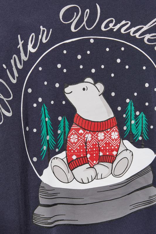 Plus Size Navy Blue 'Winter Wonderland' Slogan Christmas Nightdress | Yours Clothing 5