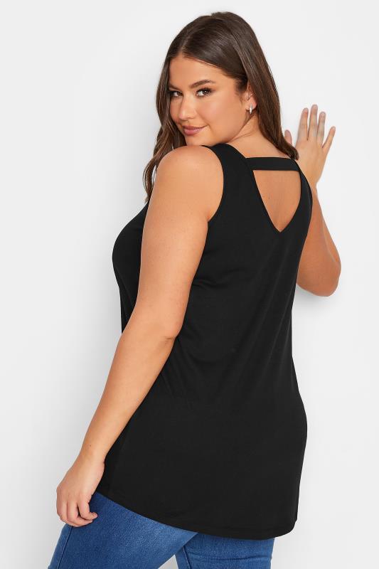 YOURS Plus Size Black Bar Back Vest Top | Yours Clothing  3