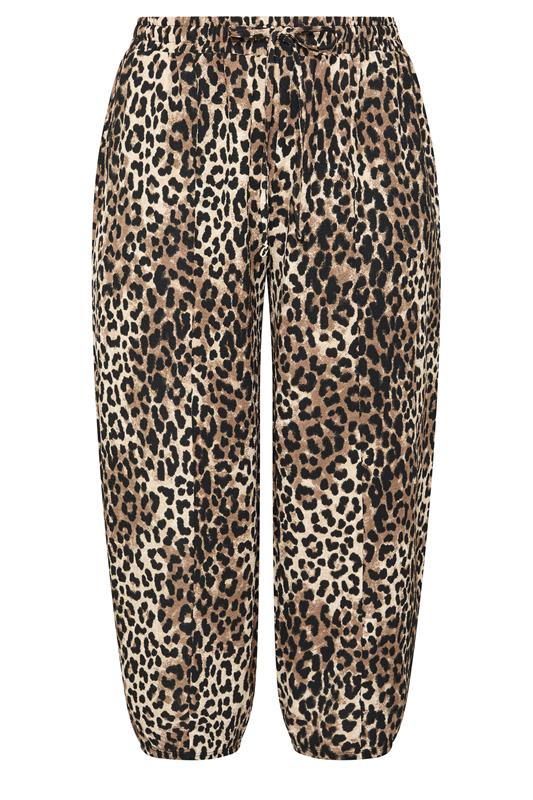 YOURS Plus Size Black Leopard Print Crinkle Barrel Trousers | Yours Clothing 5