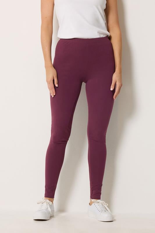 LTS Tall Women's Burgundy Red Cotton Stretch Leggings | Long Tall Sally 1