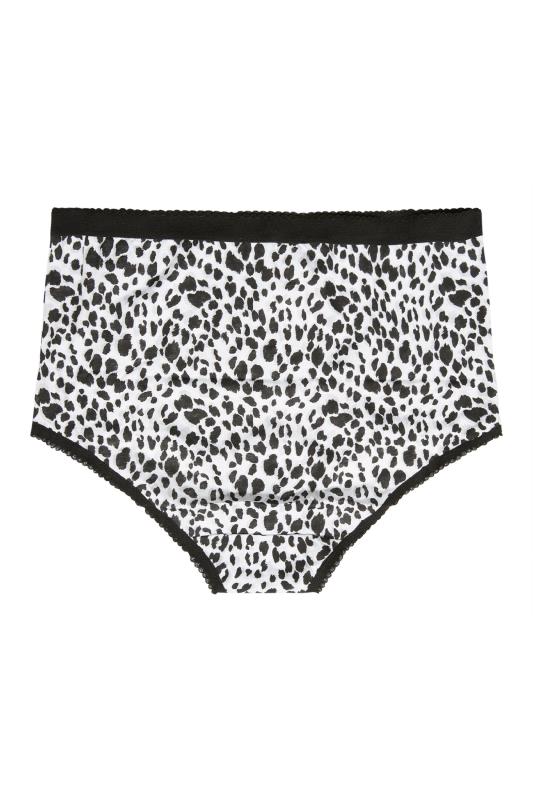 5 PACK Black & White Leopard Print High Waisted Full Briefs | Yours Clothing 6