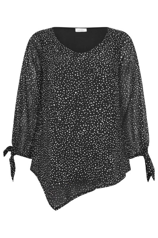 YOURS LONDON Plus Size Black Dalmatian Print Asymmetric Blouse | Yours Clothing 6