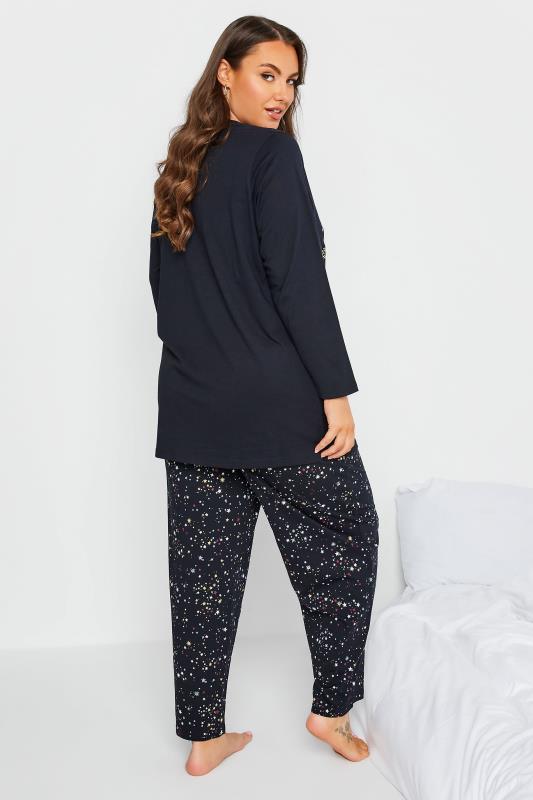 Plus Size Navy Blue 'On A Starry Night' Printed Pyjama Set | BadRhino 2