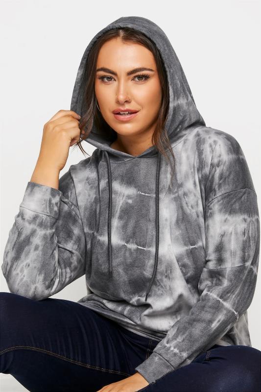 Plus Size Grey Tie Dye Hoodie | Yours Clothing 4