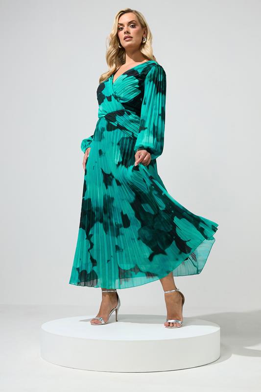 green and blue abstract dress Yours London Women's Plus Size Teal Pleated Size 14 Do Not Bleach shoppingads High Couture HC1018 Long Collection:Island Goddess - Jungle