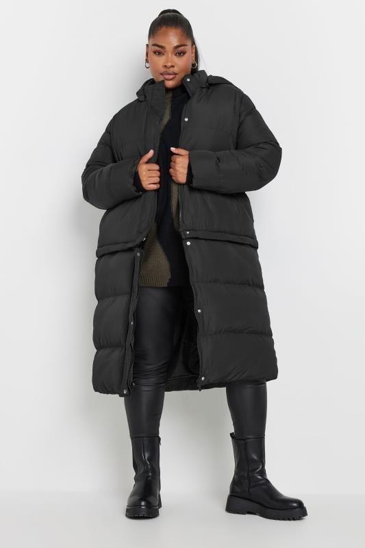 Plus Size  YOURS Curve Black 5-In-1 Padded Longline Puffer Coat