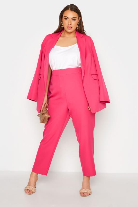 Curve Hot Pink Tapered Trousers 2