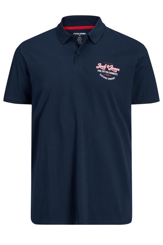 Men's  JACK & JONES Big & Tall Navy Blue Logo Print Polo Shirt