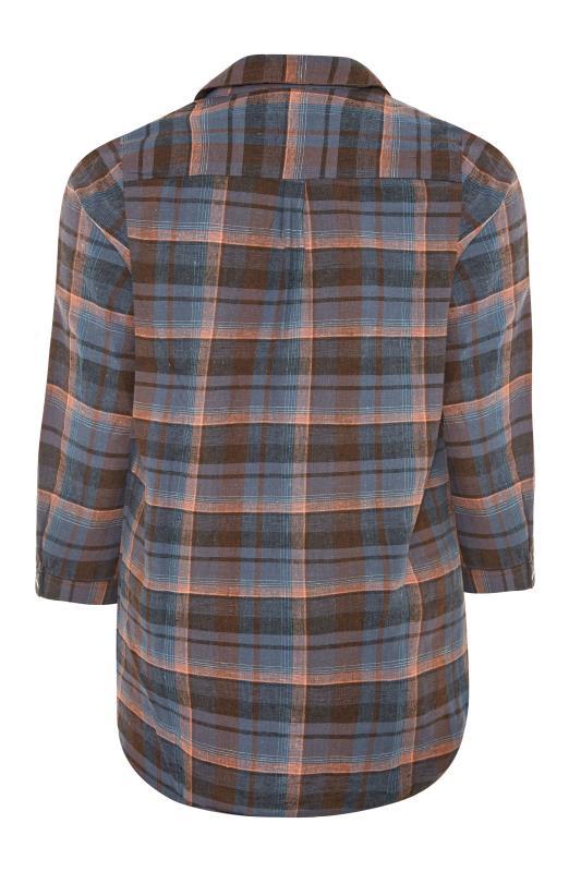 Plus Size Blue & Brown Check Boyfriend Shirt | Yours Clothing 7